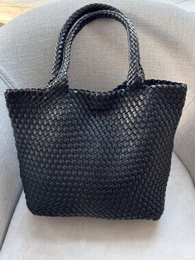 Brand New Woven Tote Faux Leather Handbag
